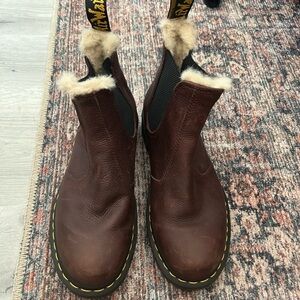 Brown fur lined dr martens